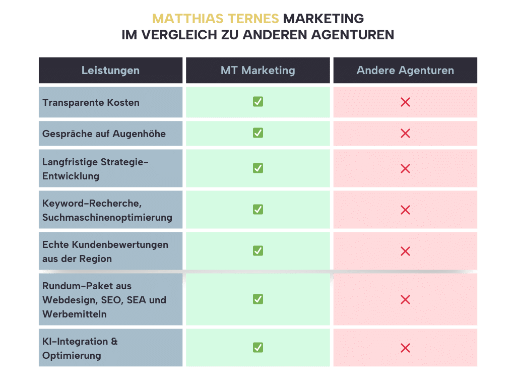Vergleich Matthias Ternes vs andere SEO Agenturen Saarland